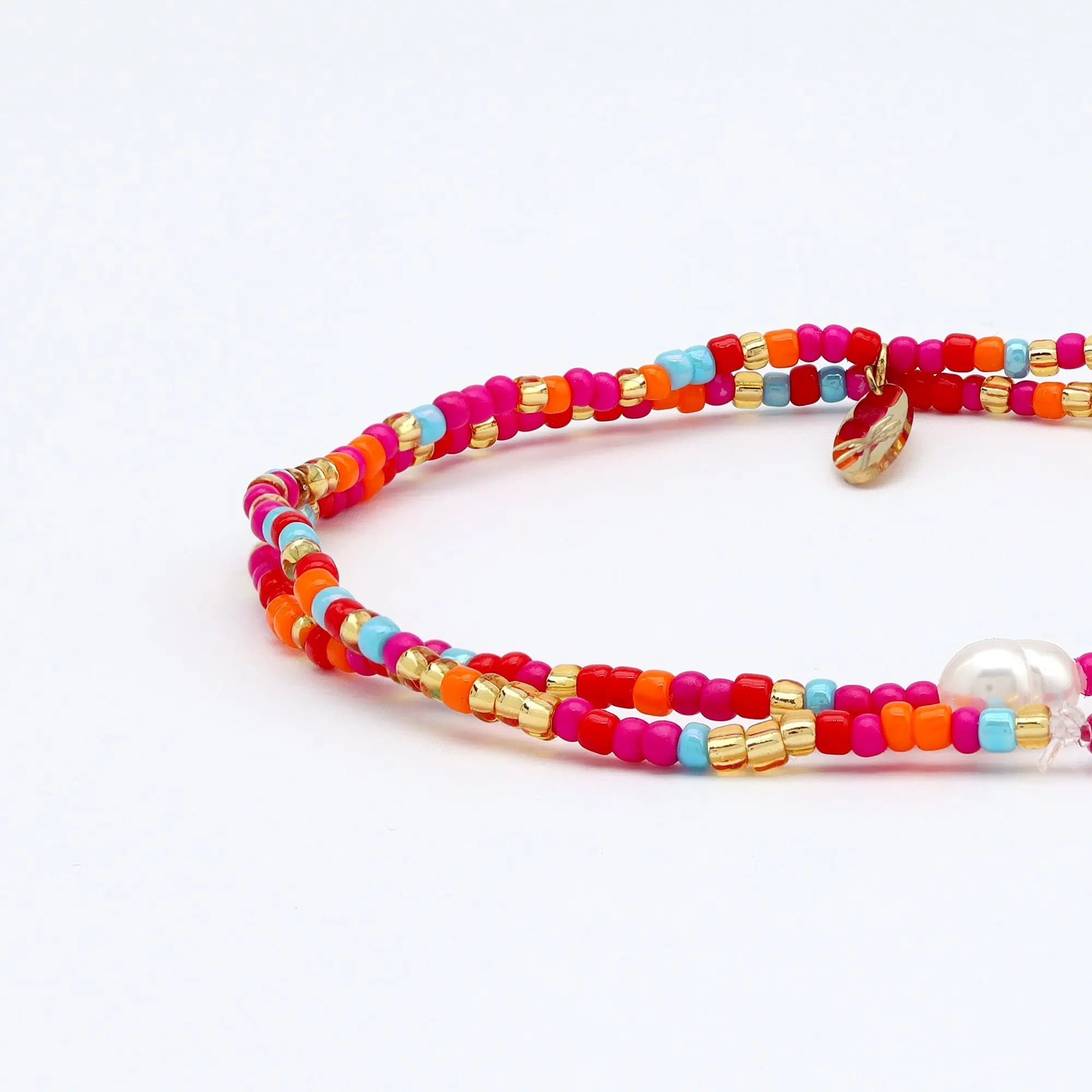 Pineapple Island Senja Pink Golden Hour Beaded Bracelet - Red/Pink