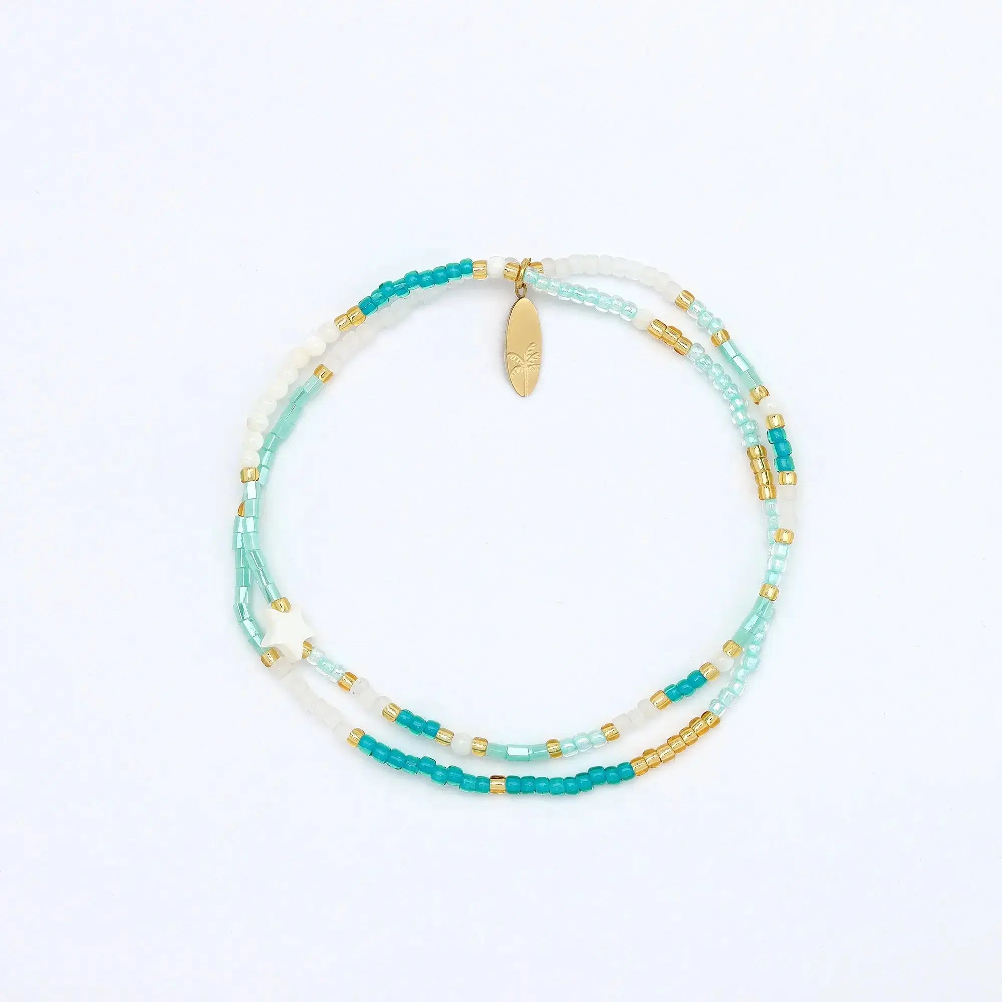 Pineapple Island Bintang Laut Beaded Bracelet - Turquoise/White