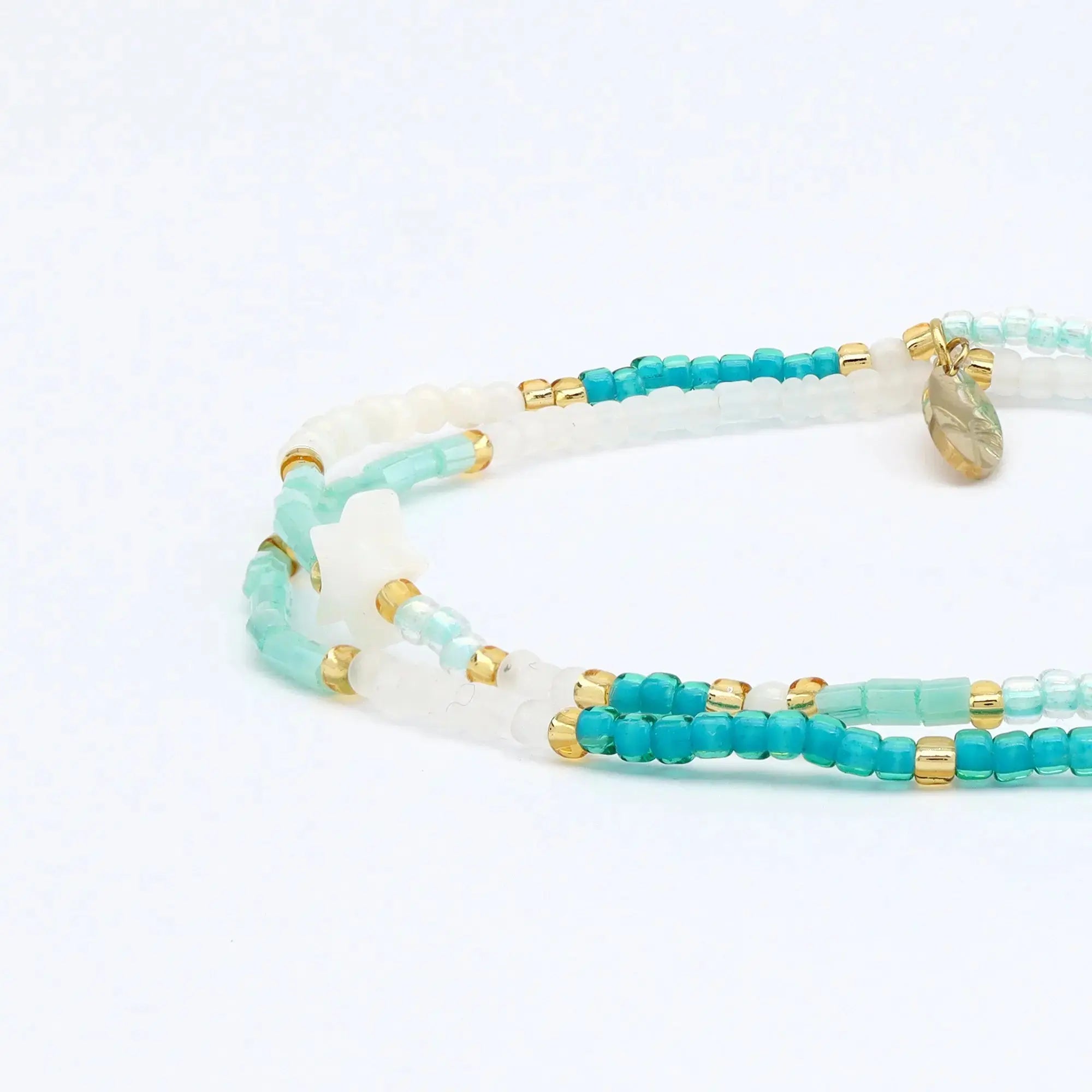 Pineapple Island Bintang Laut Beaded Bracelet - Turquoise/White