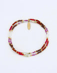 Pineapple Island Berkilau Warm Tone Beaded Bracelet - Pink/Brown/Gold