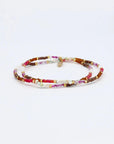 Pineapple Island Berkilau Warm Tone Beaded Bracelet - Pink/Brown/Gold