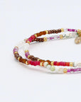 Pineapple Island Berkilau Warm Tone Beaded Bracelet - Pink/Brown/Gold