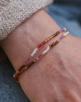 Pineapple Island Berkilau Warm Tone Beaded Bracelet - Pink/Brown/Gold