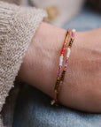 Pineapple Island Berkilau Warm Tone Beaded Bracelet - Pink/Brown/Gold