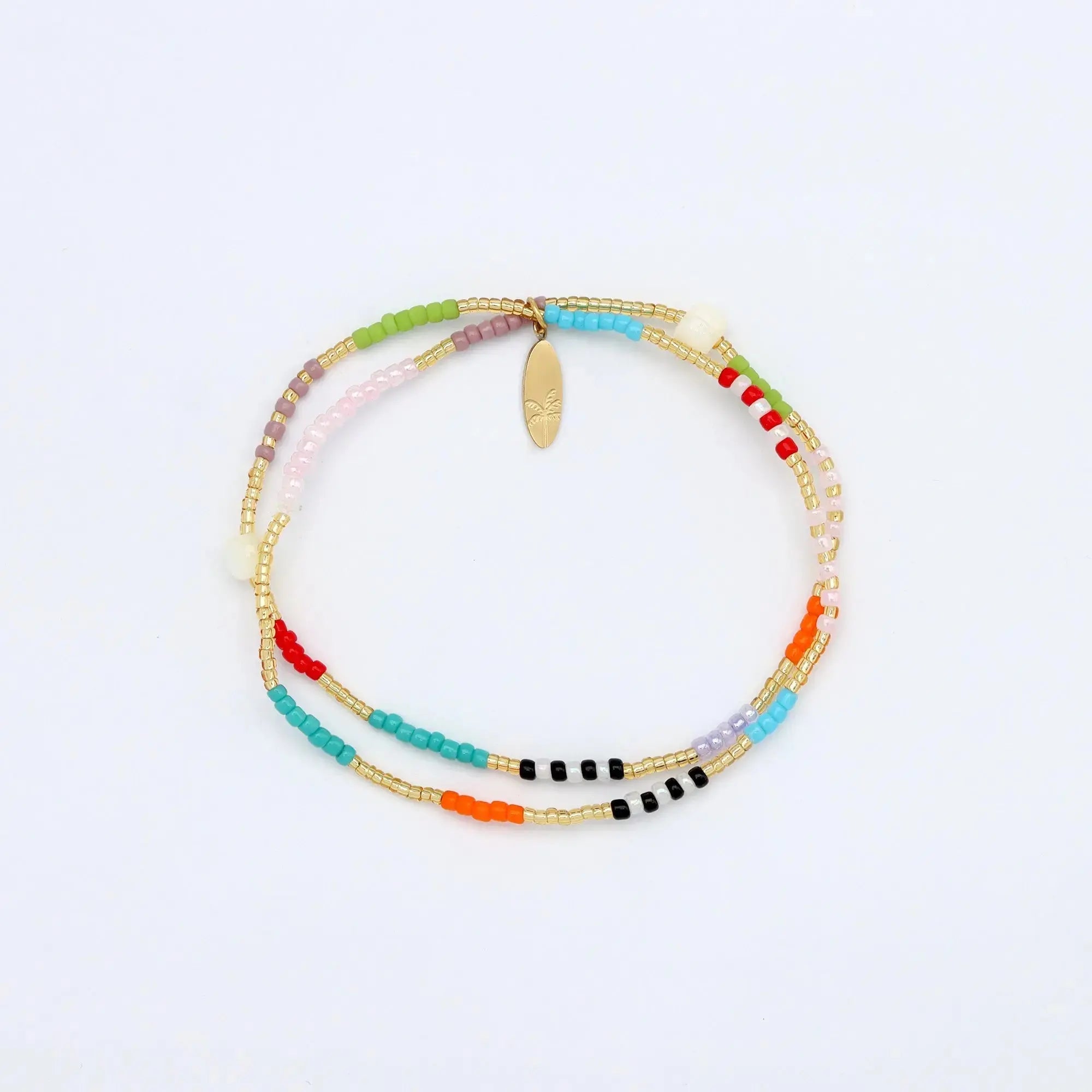 Pineapple Island Berpesta Colourful Golden Hour Beaded Bracelet - Gold/Multi