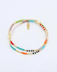 Pineapple Island Berpesta Colourful Golden Hour Beaded Bracelet - Gold/Multi