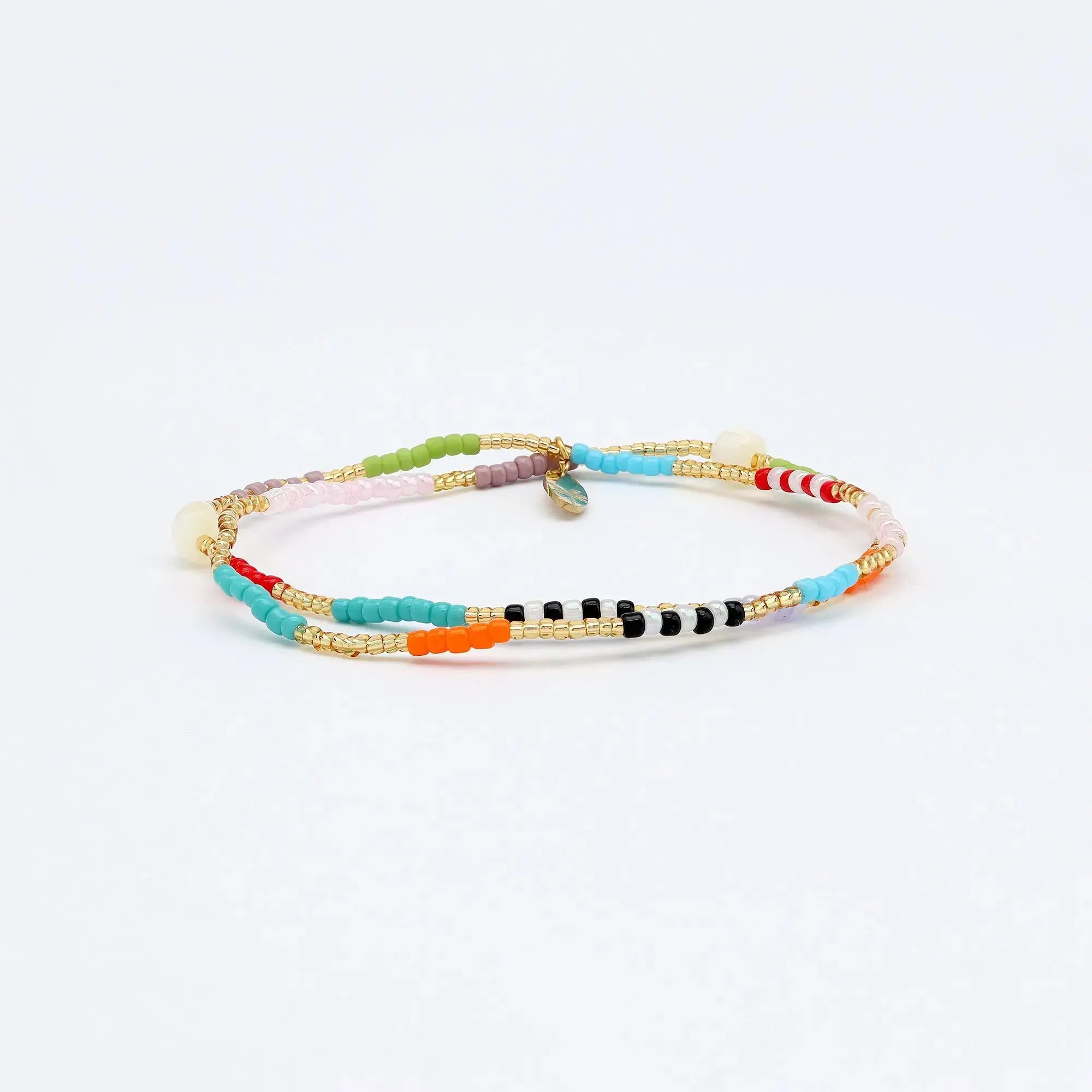 Pineapple Island Berpesta Colourful Golden Hour Beaded Bracelet - Gold/Multi