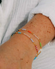 Pineapple Island Berpesta Colourful Golden Hour Beaded Bracelet - Gold/Multi