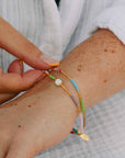 Pineapple Island Berpesta Colourful Golden Hour Beaded Bracelet - Gold/Multi