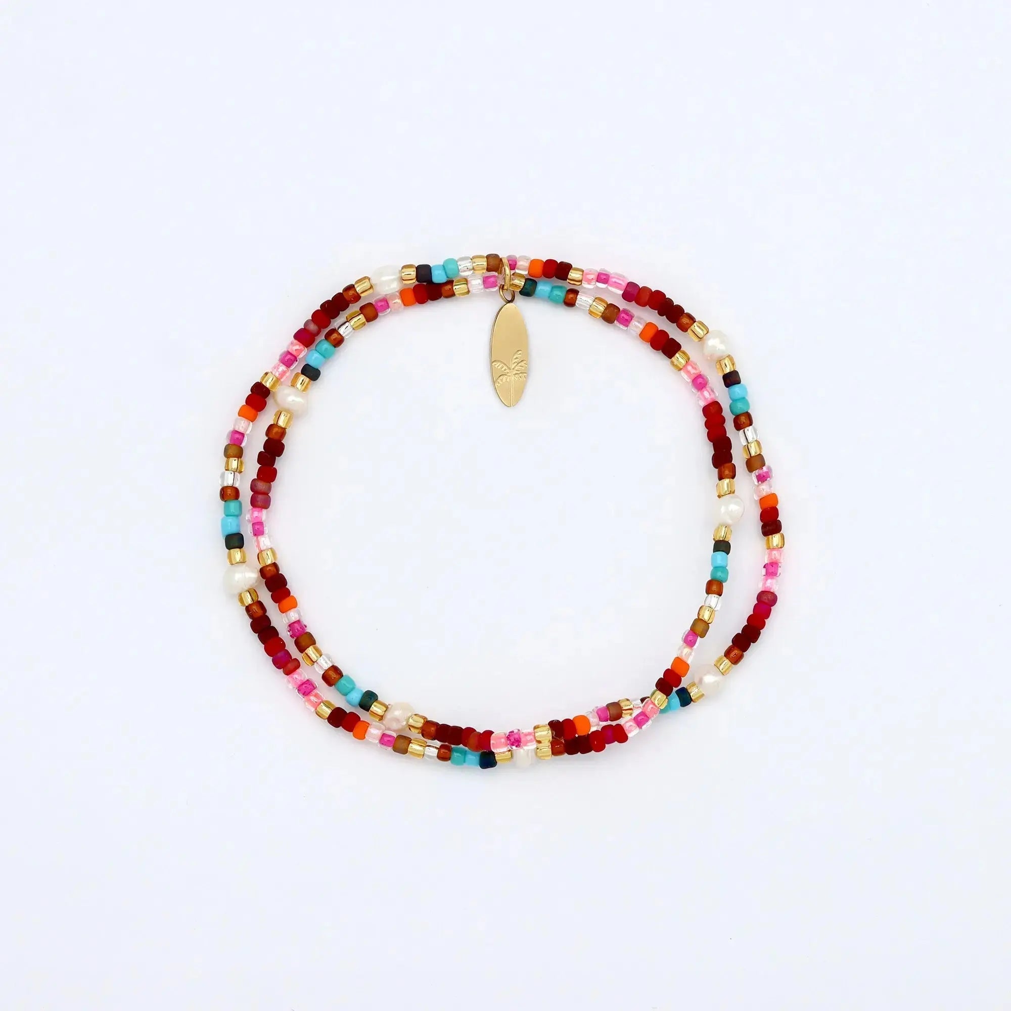 Pineapple Island Merah Dainty Beaded Bracelet - Pink/Brown/Multi