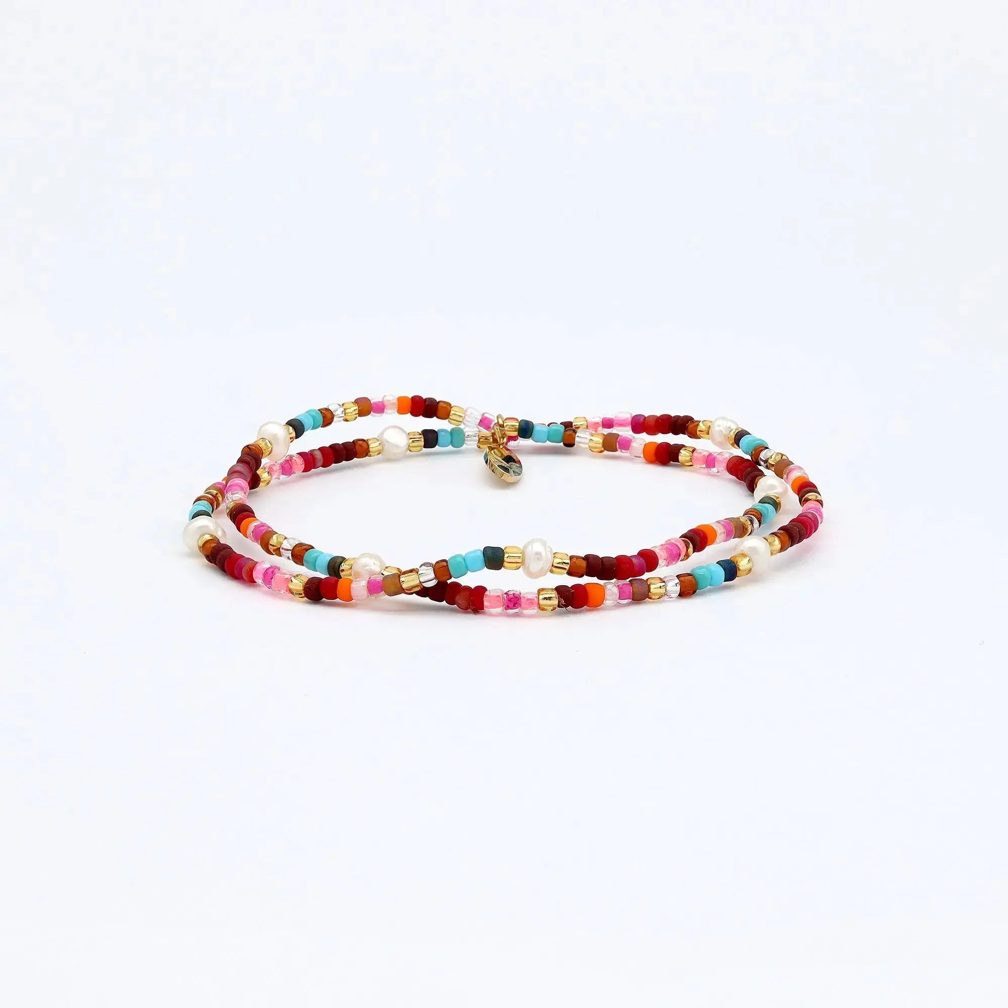 Pineapple Island Merah Dainty Beaded Bracelet - Pink/Brown/Multi