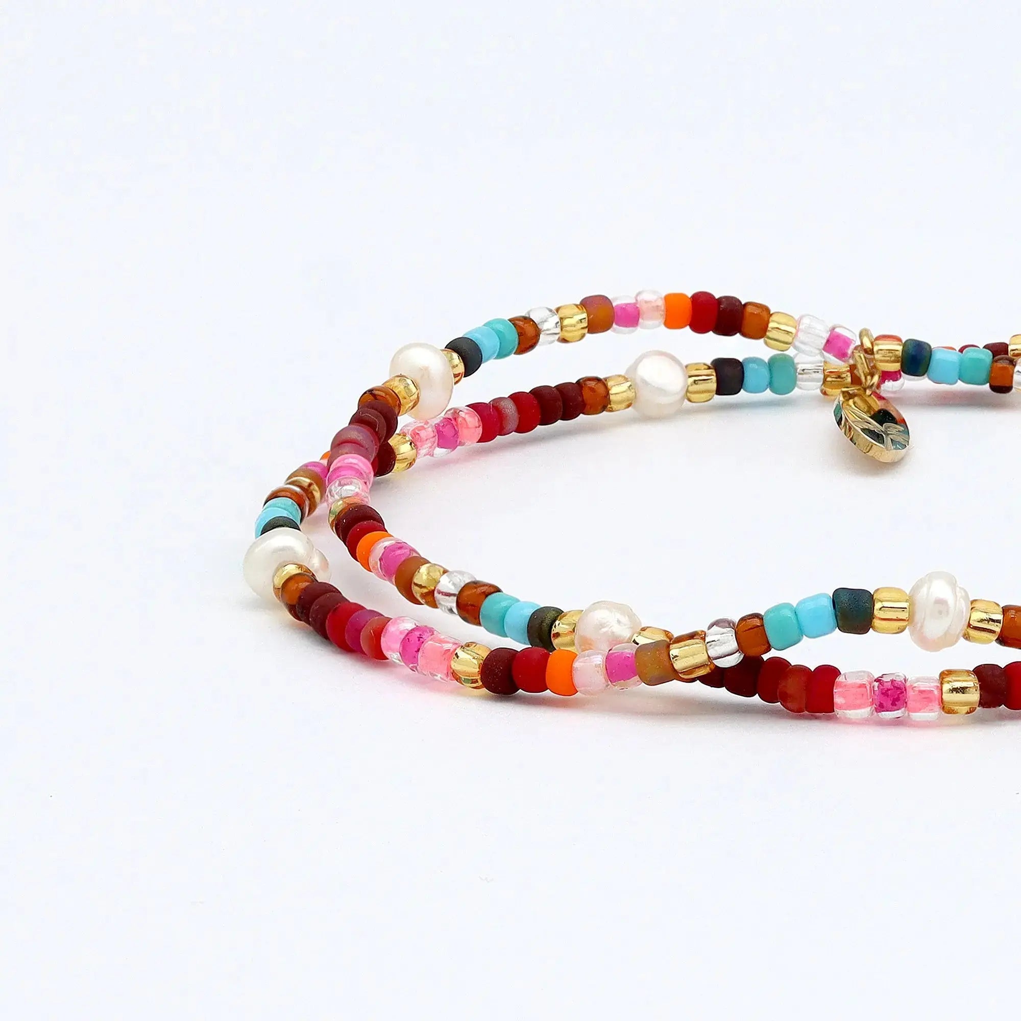 Pineapple Island Merah Dainty Beaded Bracelet - Pink/Brown/Multi