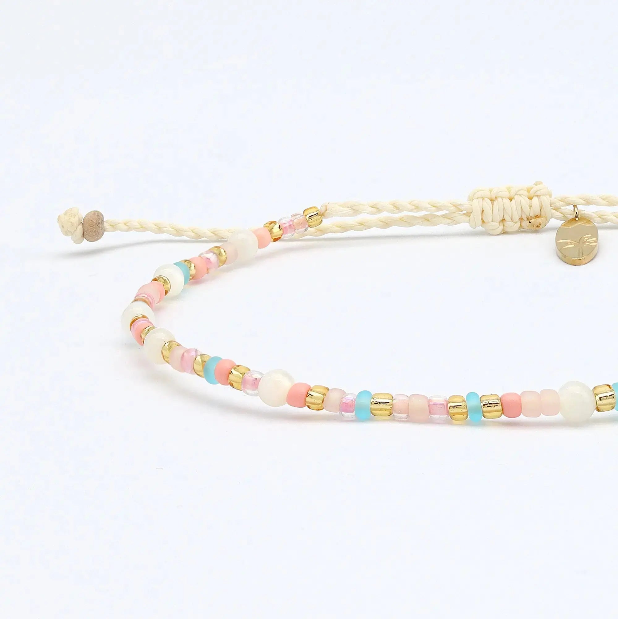 Pineapple Island Surya Golden Hour Beaded Bracelet - Pink/White/Gold