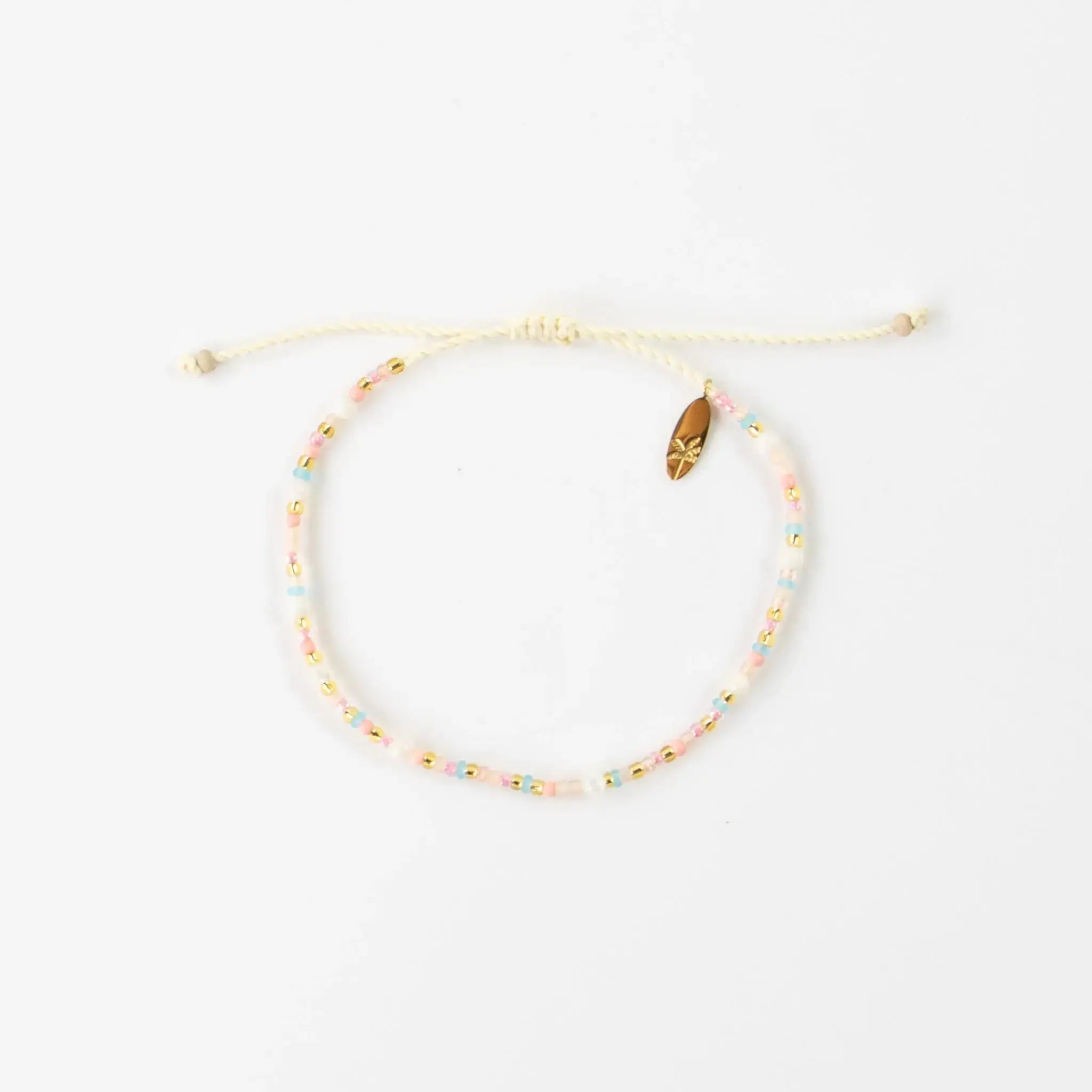 Pineapple Island Surya Golden Hour Beaded Bracelet - Pink/White/Gold