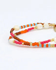 Pineapple Island Tropis Golden Hour Beaded Bracelet - Orange/Pink/White