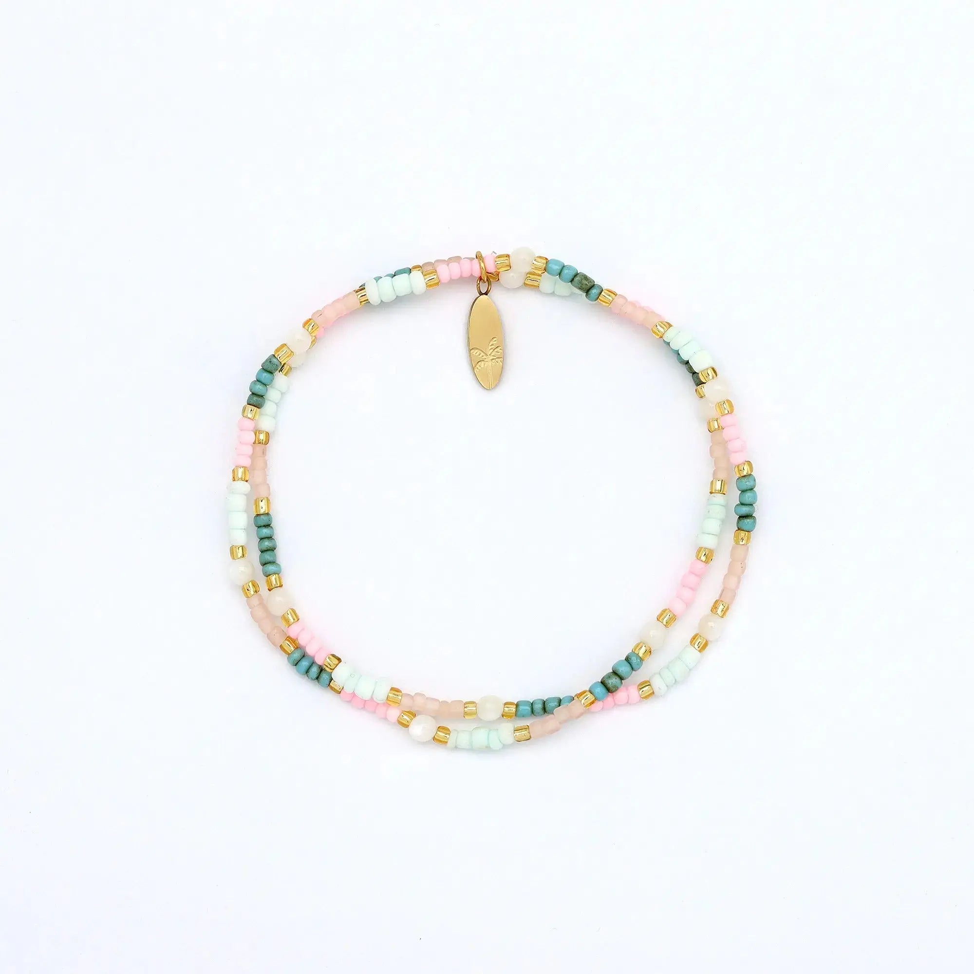 Pineapple Island Kemboja Pastel Endless Summer Bracelet - Pink/Turquoise/White