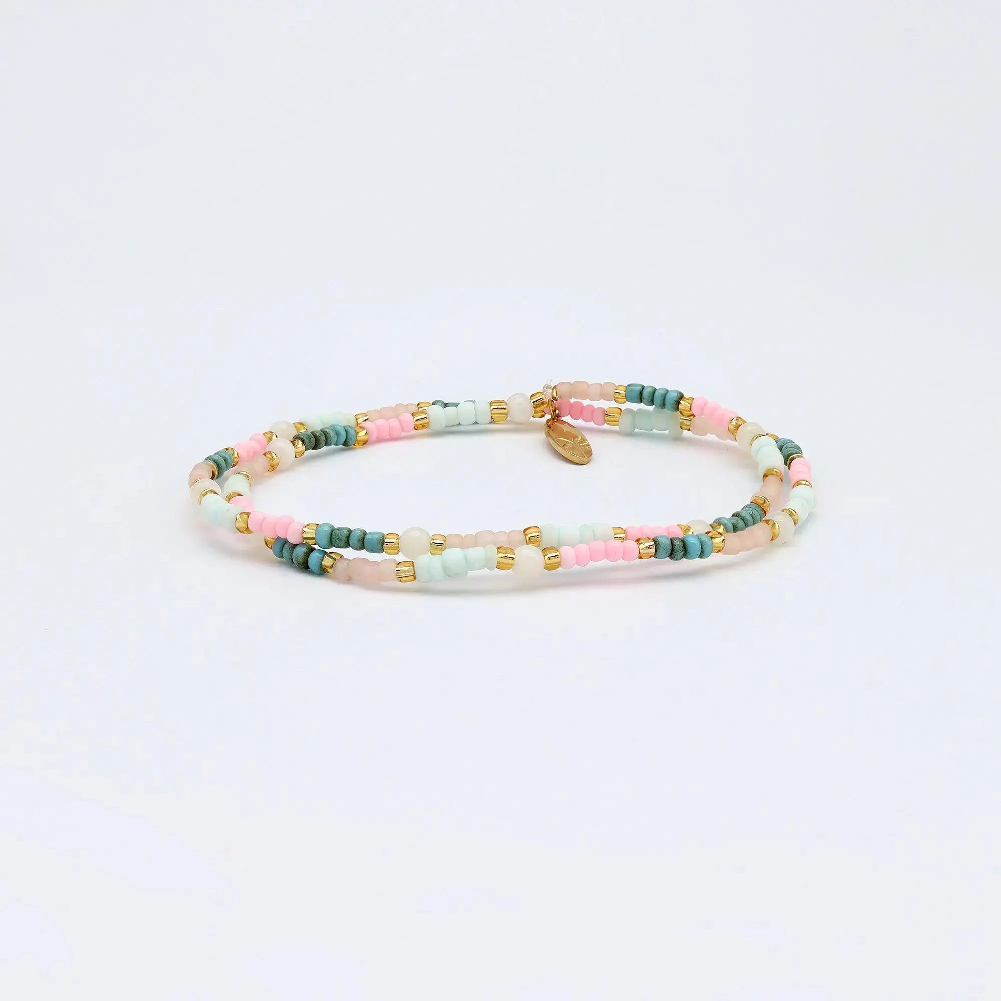 Pineapple Island Kemboja Pastel Endless Summer Bracelet - Pink/Turquoise/White