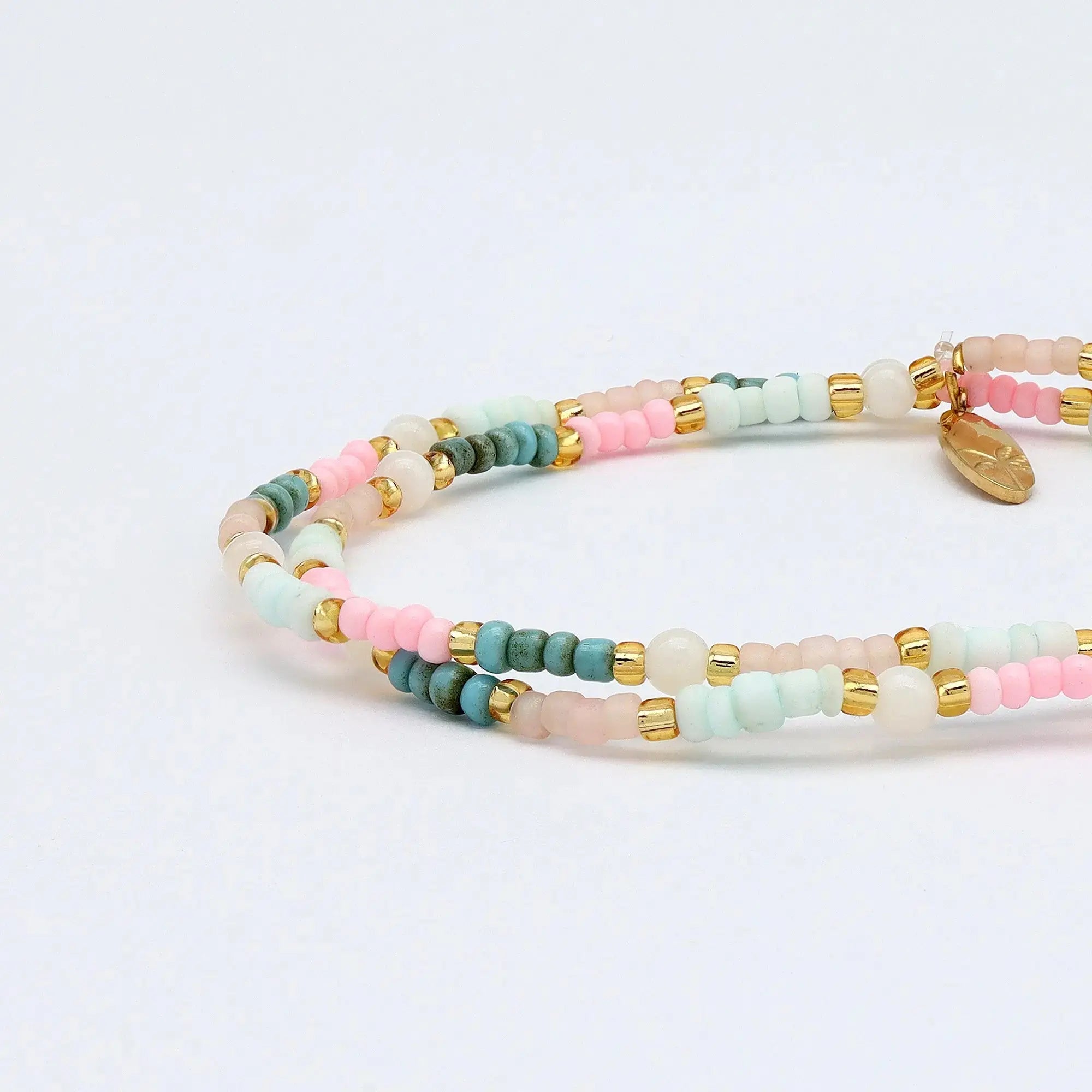 Pineapple Island Kemboja Pastel Endless Summer Bracelet - Pink/Turquoise/White