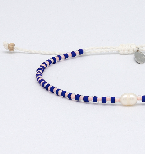 Pineapple Island Mutiara Dainty Beaded Bracelet - Royal Blue/Pink
