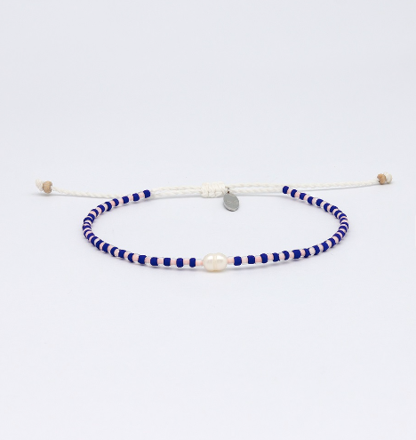 Pineapple Island Mutiara Dainty Beaded Bracelet - Royal Blue/Pink