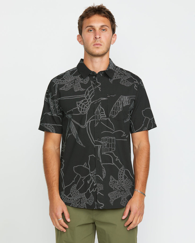 Volcom Mens CAD Floral Short Sleeve Shirt - Stealth - ManGo Surfing