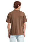 Man wearing a brown t-shirt on a white background