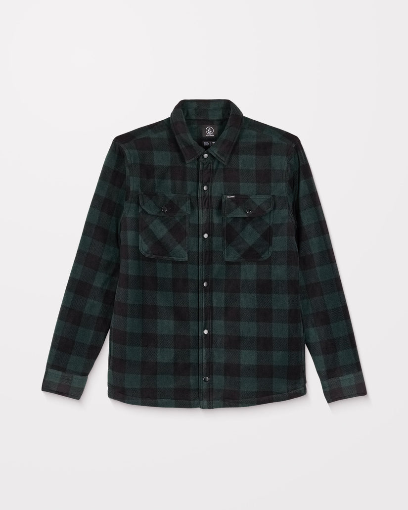 Green and black plaid shirt on a white background