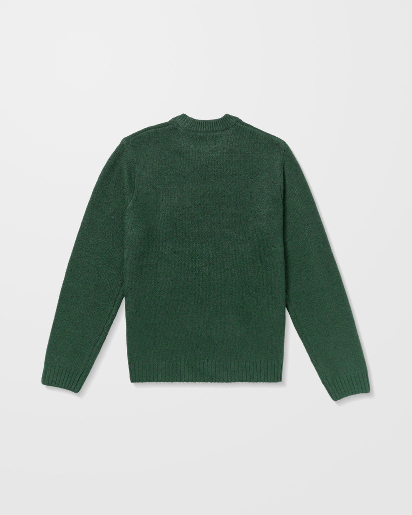 Volcom Green sweater on a light gray background