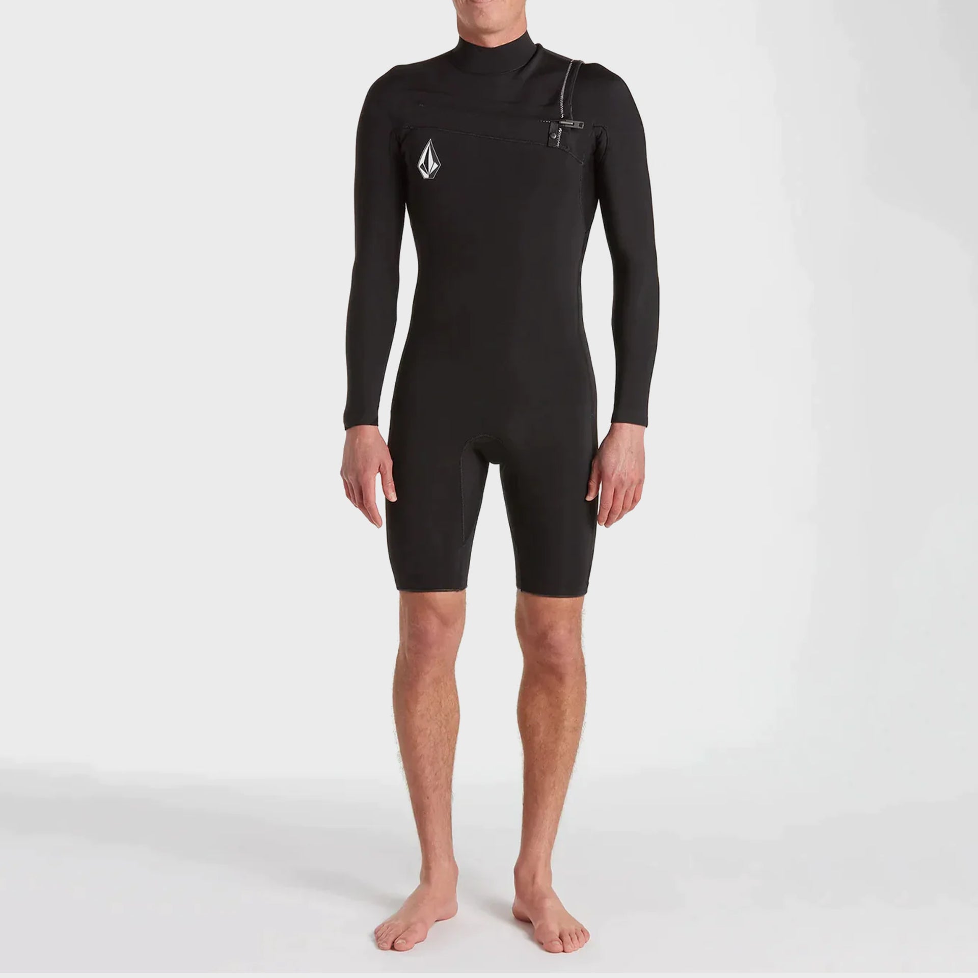 2/2mm Long Sleeve Spring Chest Zip Wetsuit - Mens Wetsuit - Black - ManGo Surfing