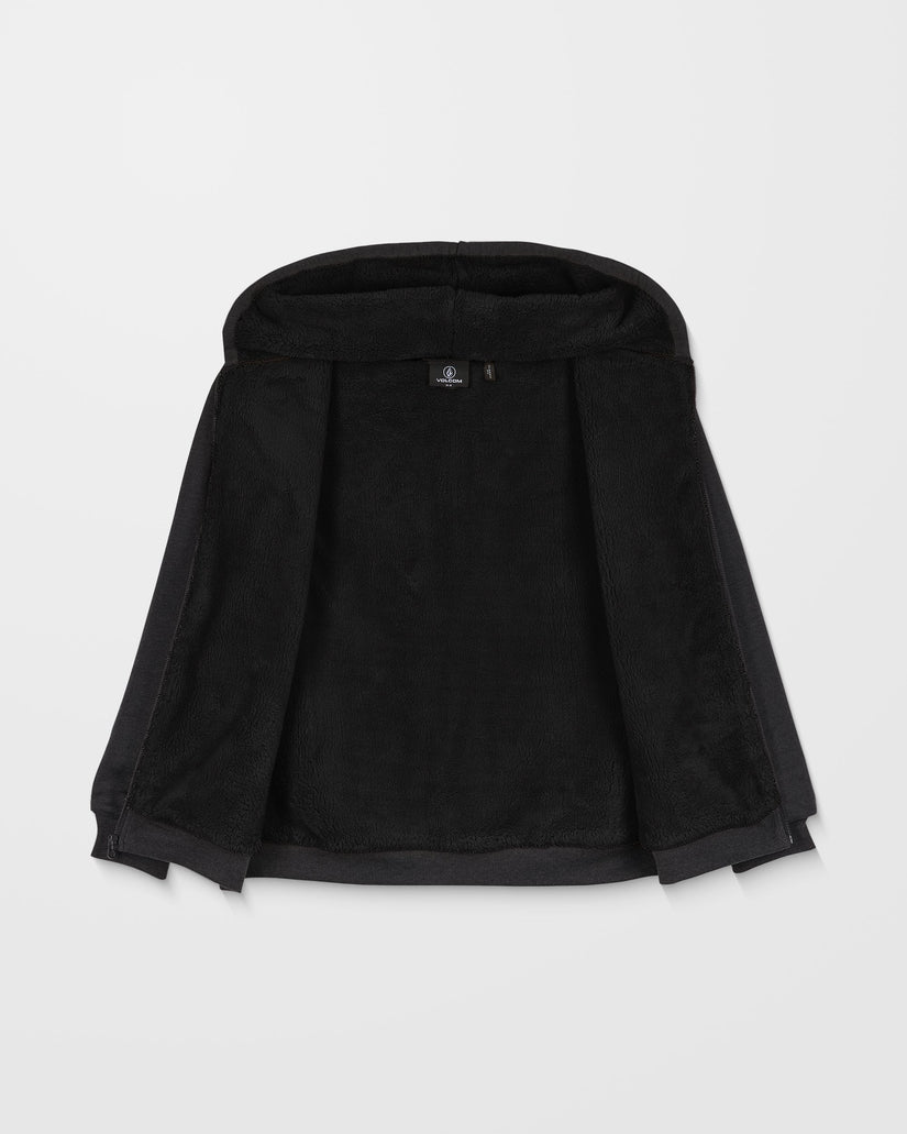 Black hooded garment on a light gray background