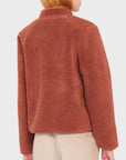 Volcom Womens Wuzer Fuzzar Sherpa Sweatshirt - Chestnut Brown - ManGo Surfing