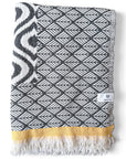 Weavico - Turkish Throw Blanket 100% Cotton - Black/Mustard