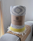 Weavico - Turkish Throw Blanket 100% Cotton - Grey/Yellow