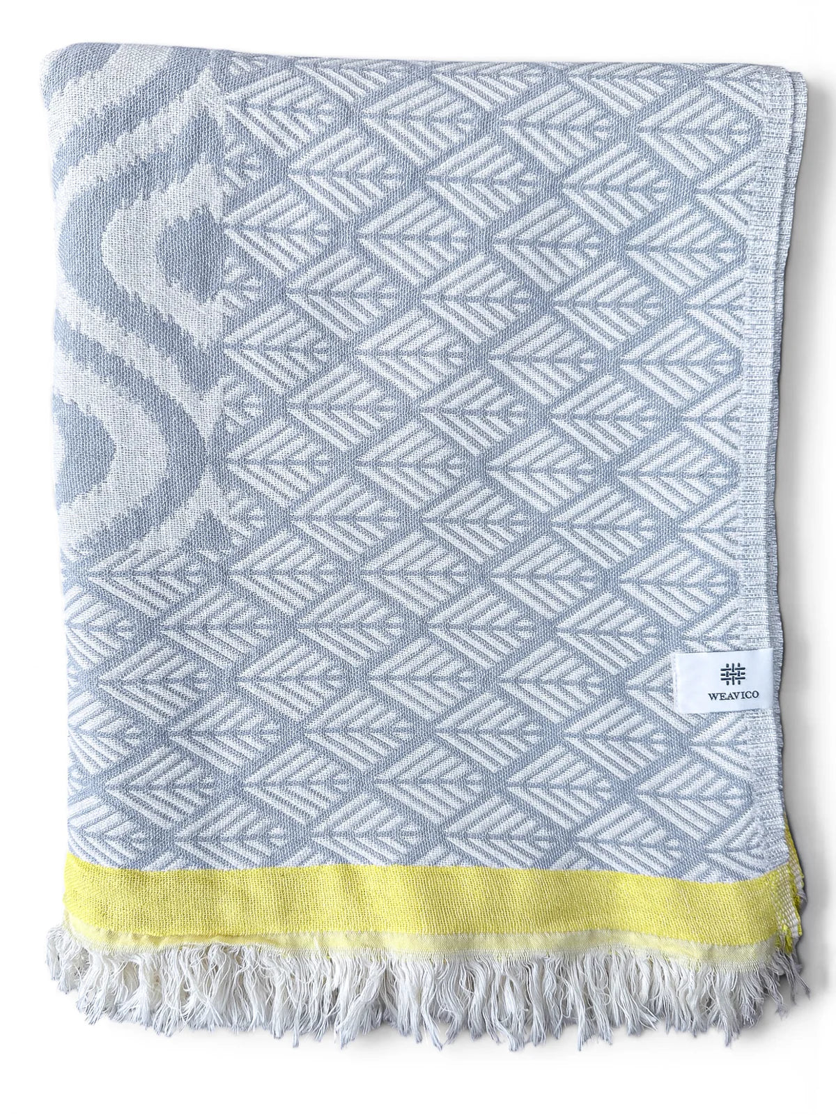 Weavico - Turkish Throw Blanket 100% Cotton - Grey/Yellow