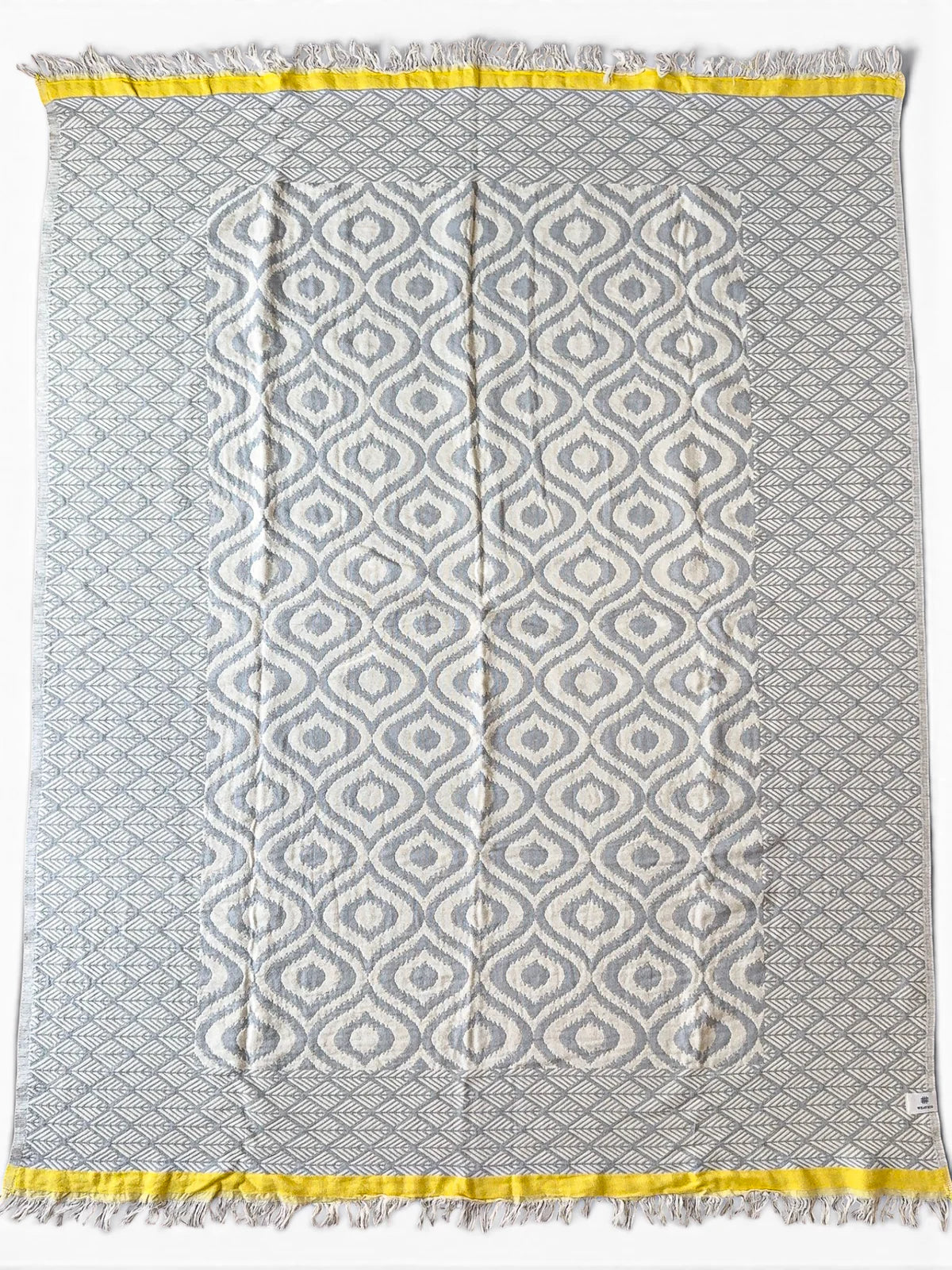 Weavico - Turkish Throw Blanket 100% Cotton - Grey/Yellow