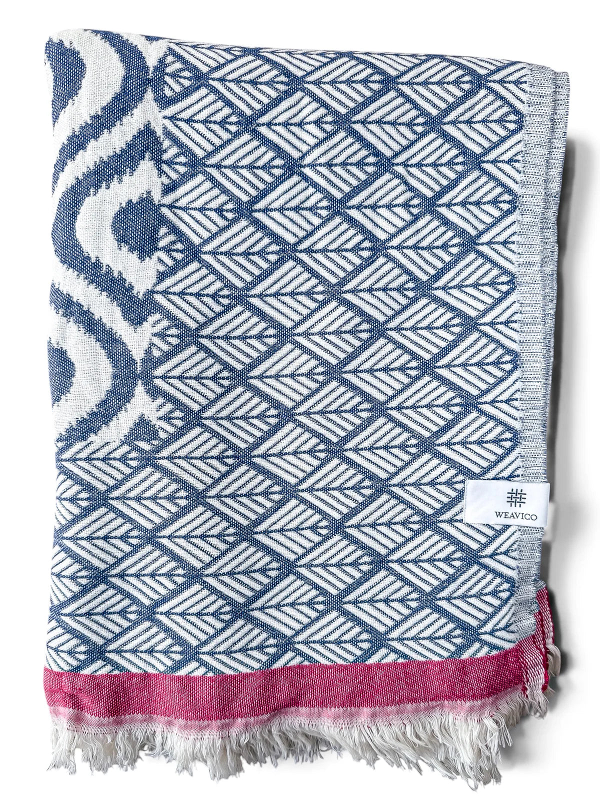 Weavico - Turkish Throw Blanket 100% Cotton - Navy/Red