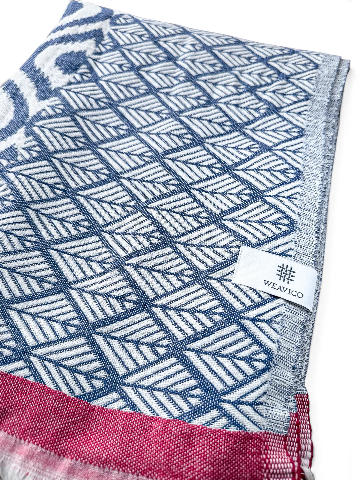 Weavico - Turkish Throw Blanket 100% Cotton - Navy/Red