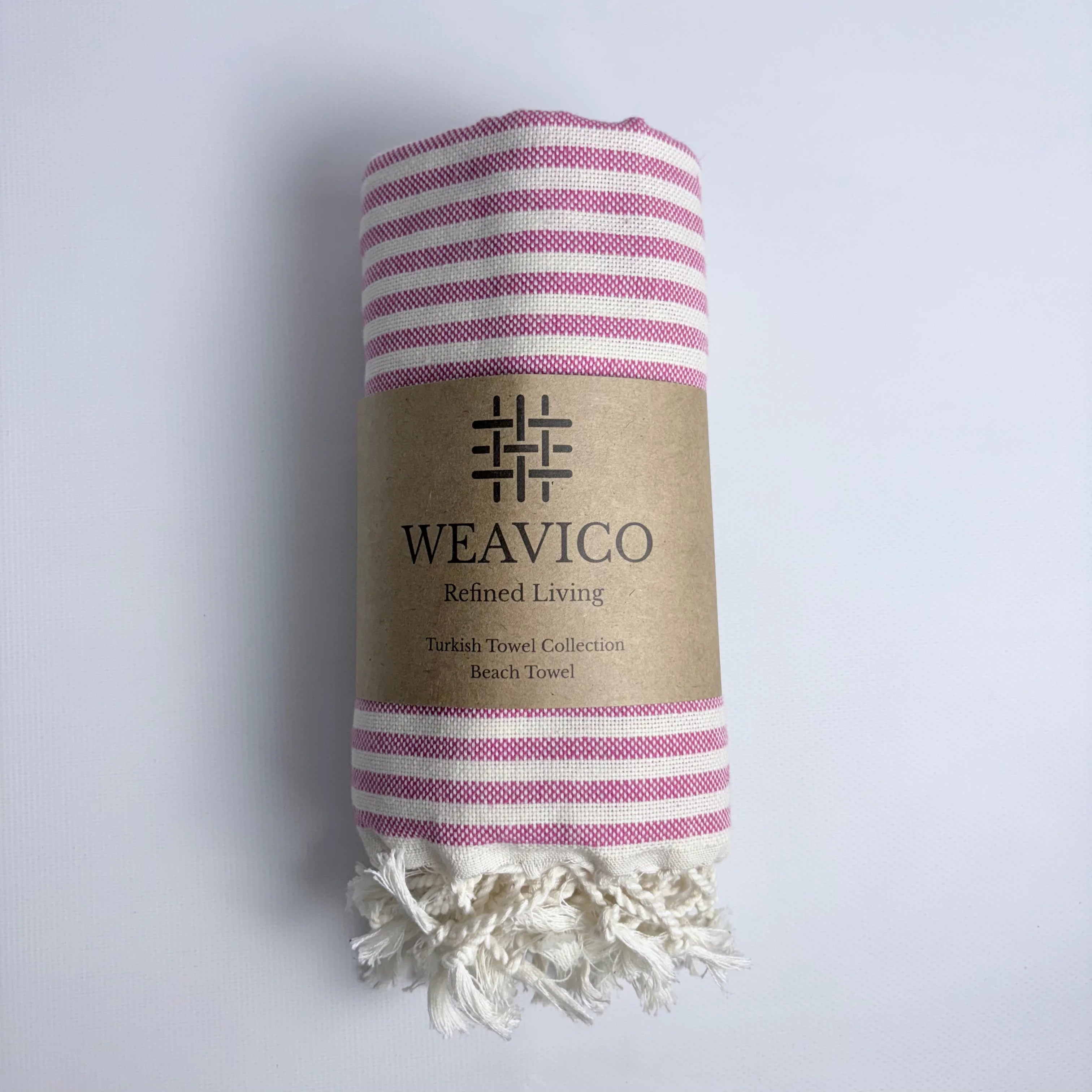 Weavico - Stripe Turkish Beach Towel - 100% Cotton - Fuchsia