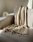 Weavico - Turkish Throw Blanket 100% Cotton - Beige/Brown