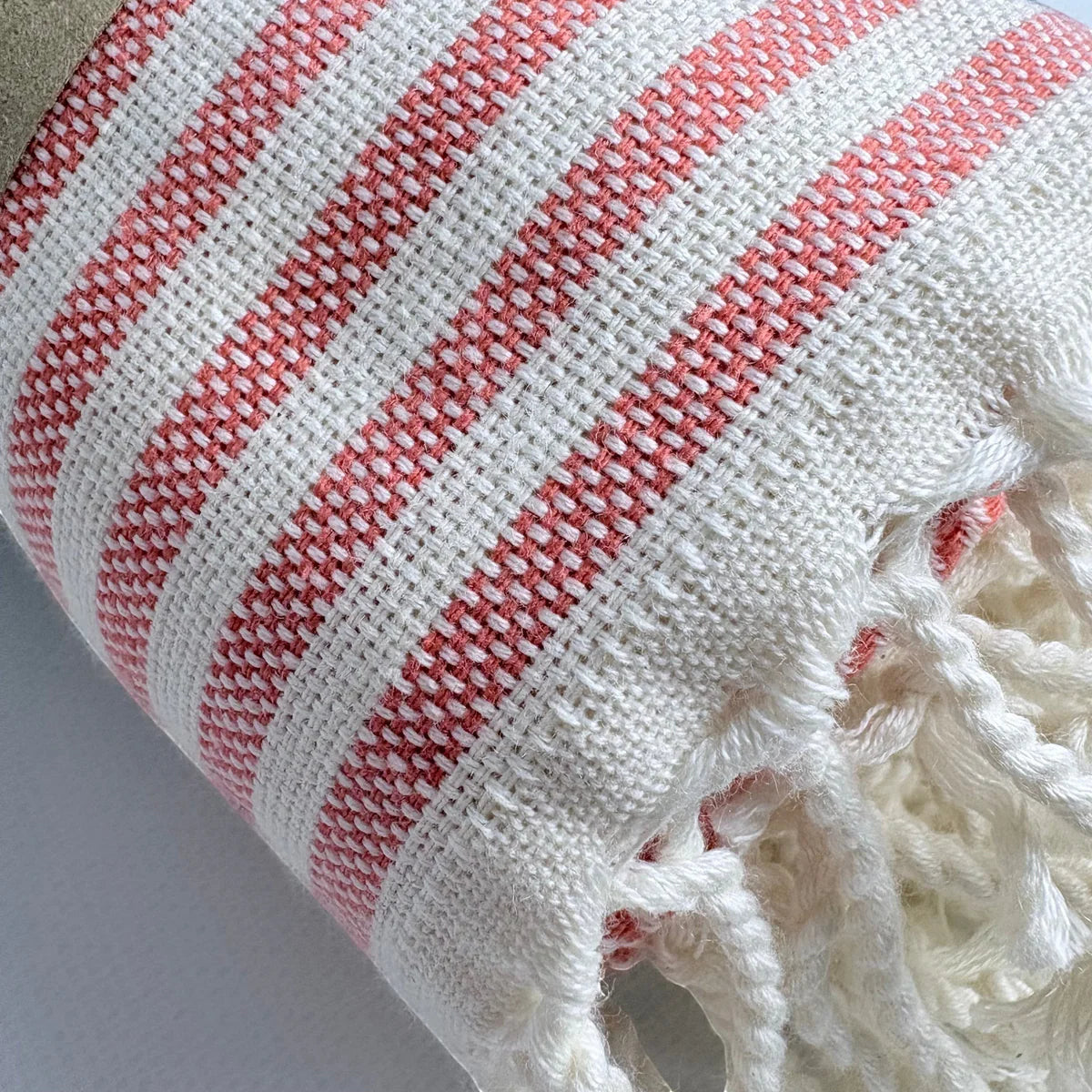 Weavico - Stripe Turkish Beach Towel - 100% Cotton - Orange
