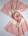 Weavico - Stripe Turkish Beach Towel - 100% Cotton - Orange