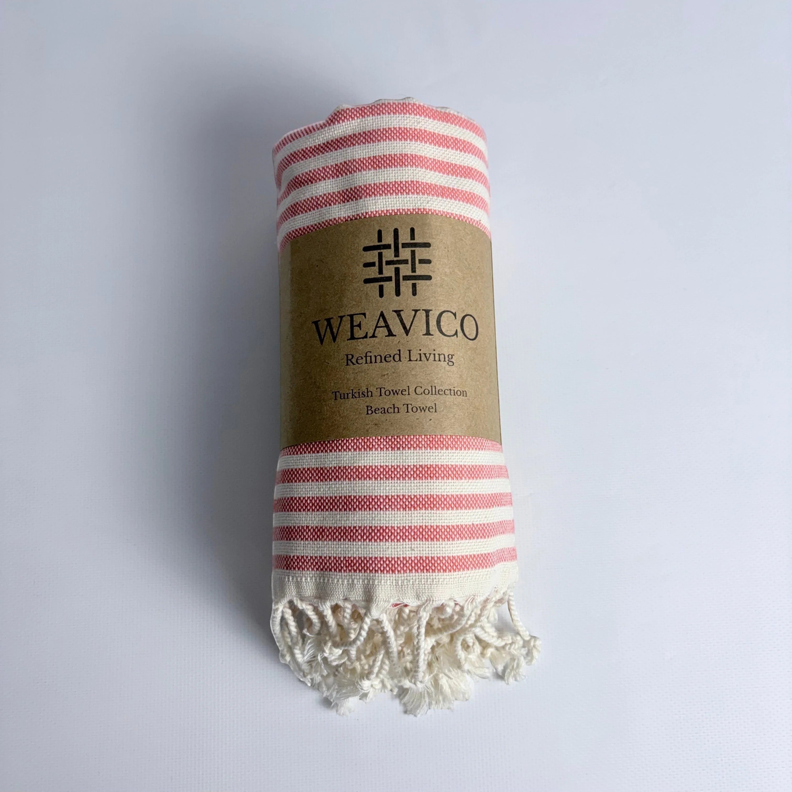 Weavico - Stripe Turkish Beach Towel - 100% Cotton - Orange