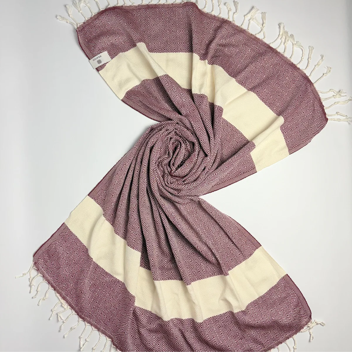Weavico - Diamond Turkish Beach Towel - 100% Cotton - Maroon