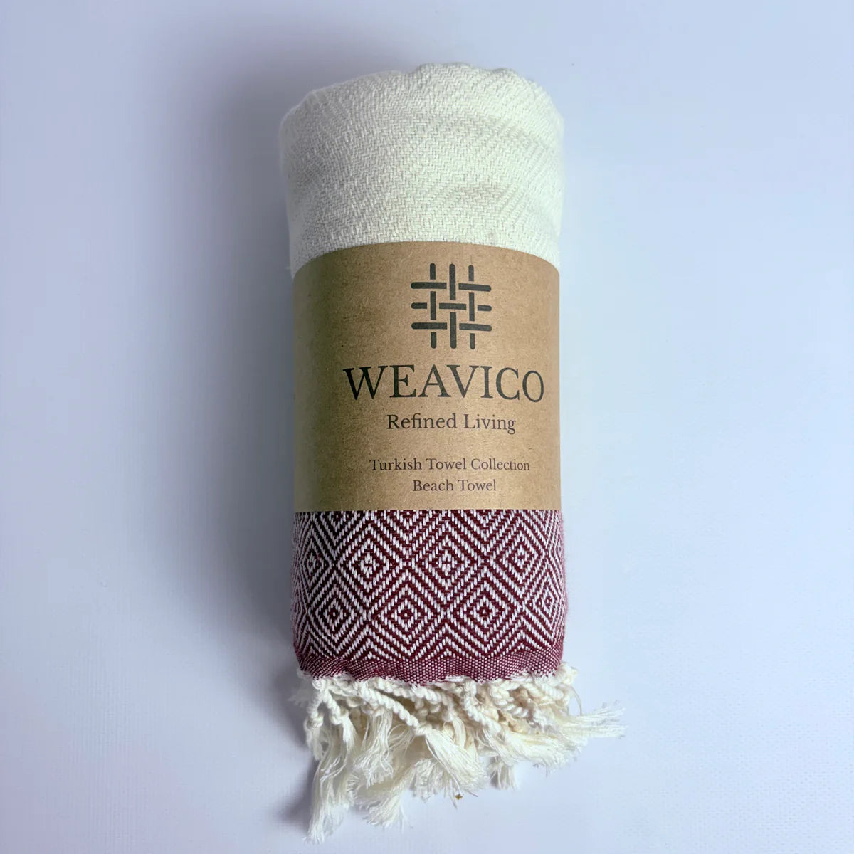 Weavico - Diamond Turkish Beach Towel - 100% Cotton - Maroon