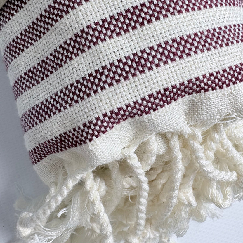 Weavico - Stripe Turkish Beach Towel - 100% Cotton - Maroon