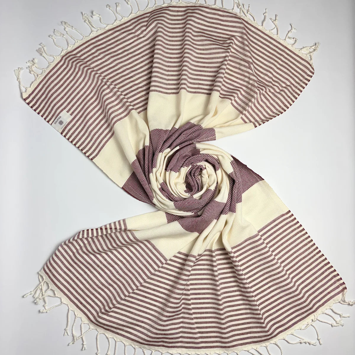 Weavico - Stripe Turkish Beach Towel - 100% Cotton - Maroon