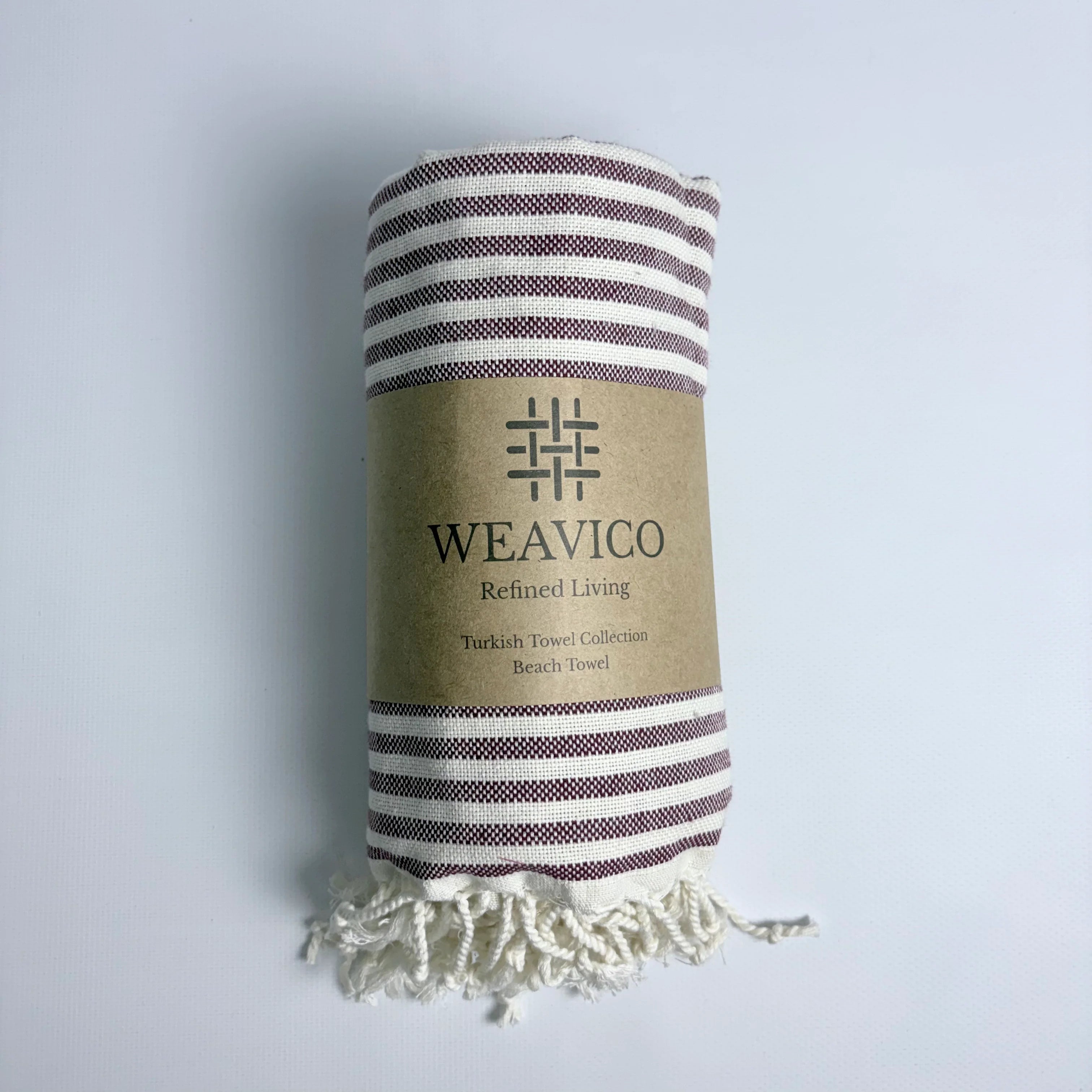 Weavico - Stripe Turkish Beach Towel - 100% Cotton - Maroon