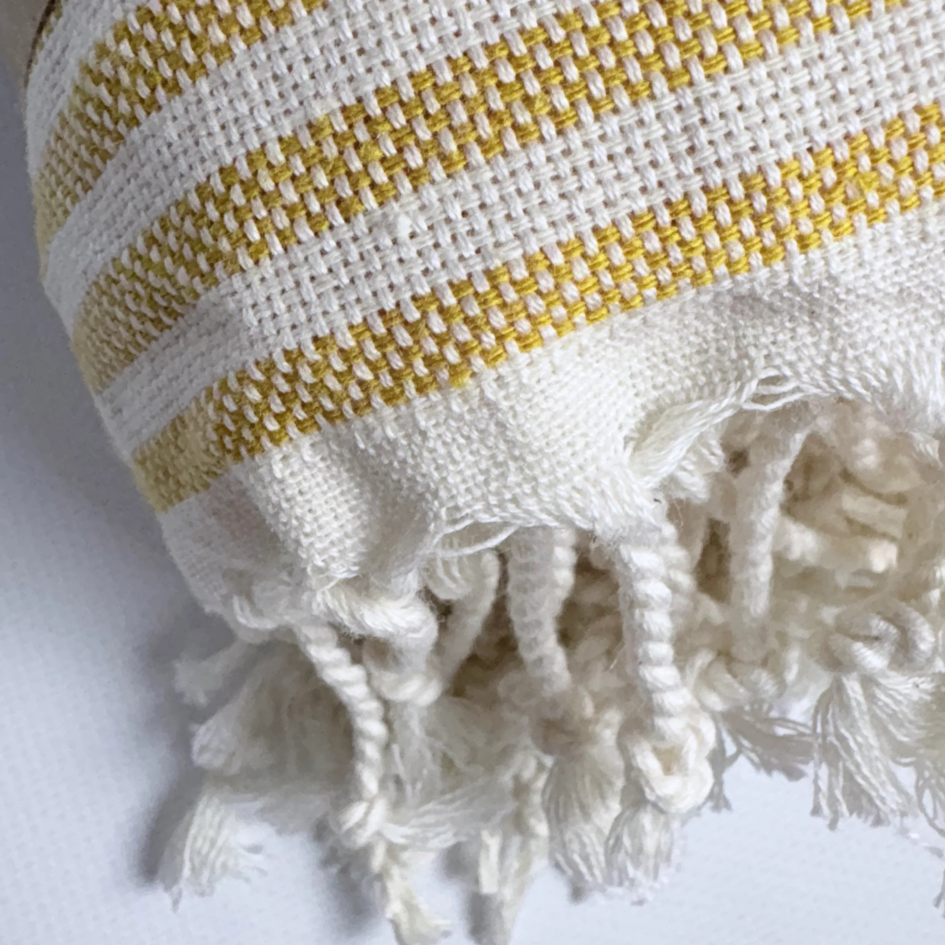 Weavico - Stripe Turkish Beach Towel - 100% Cotton - Mustard