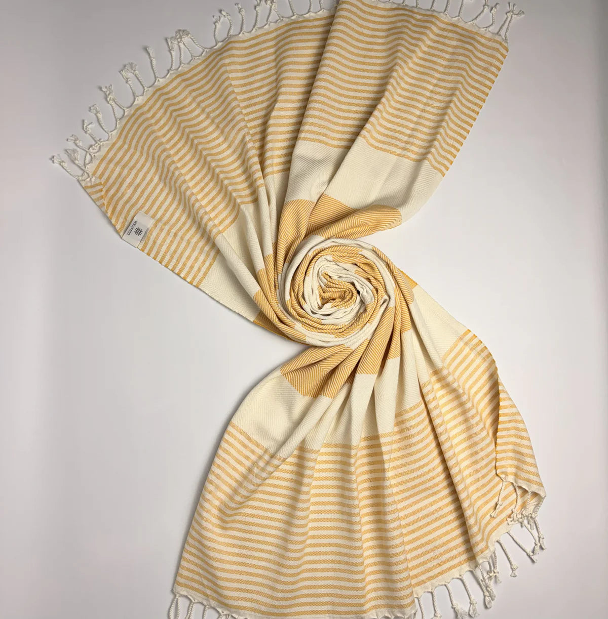 Weavico - Stripe Turkish Beach Towel - 100% Cotton - Mustard