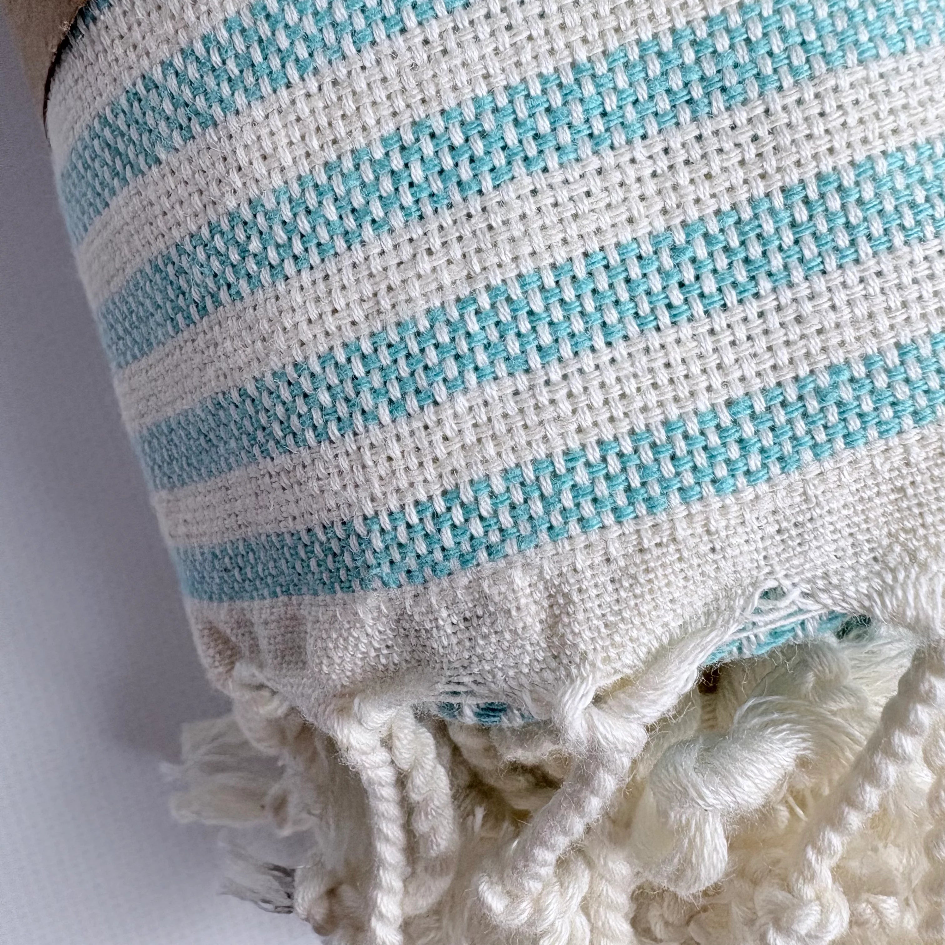 Weavico - Stripe Turkish Beach Towel - 100% Cotton - Turquoise